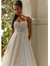 Spaghetti Straps Sequined Lace Tulle Dazzling Wedding Dress